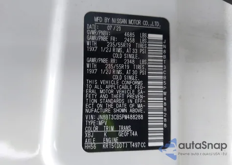 2023 Nissan Rogue Sl Intelligent Awd из США, поврежденный, VIN JN8BT3CB5PW488288